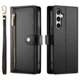 Klapkové puzdro pre Samsung Galaxy S24 FE, Wallet Zipper Pocket, čierne