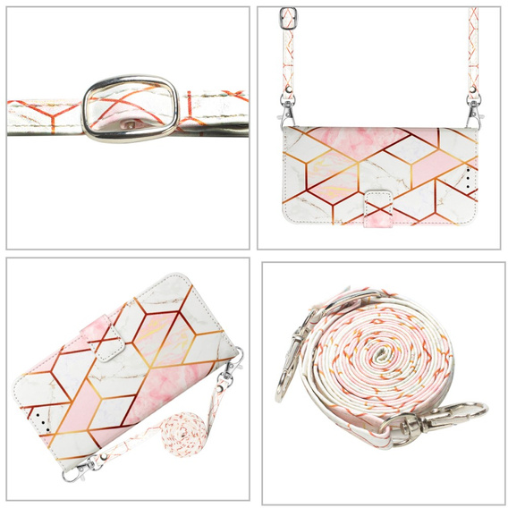 Klapkové puzdro pre Xiaomi Redmi Note 13 Pro 4G / Xiaomi Redmi Note 14S / Xiaomi Poco M6 Pro 4G, Wallet, Marble ružové