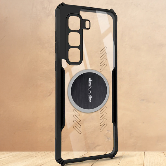 Puzdro pre Infinix Hot 50 4G, s magnetickým štítkom, transparentné / čierne