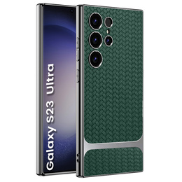 Puzdro pre Samsung Galaxy S23 Ultra, GKK Woven Leather, zelený