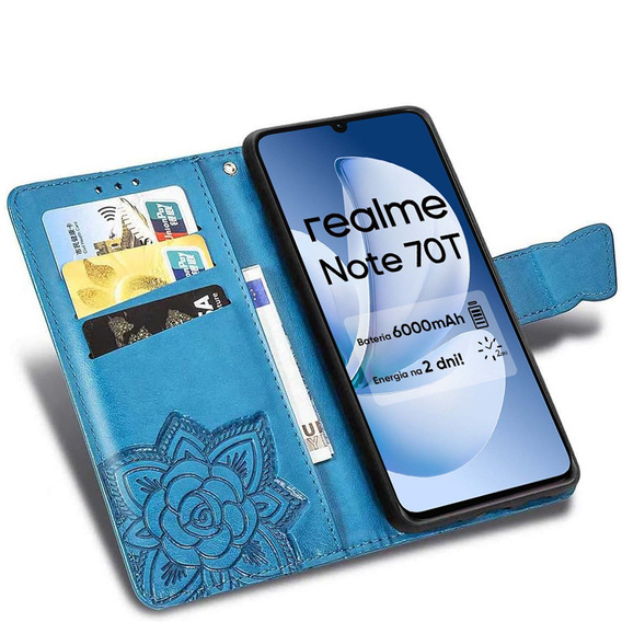 Klapkové puzdro pre Realme Note 70T 4G, Butterfly, modré