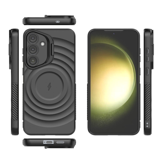 Puzdro pre Samsung Galaxy S25+ Plus, Ripple Kickstand, pre MagSafe, čierne