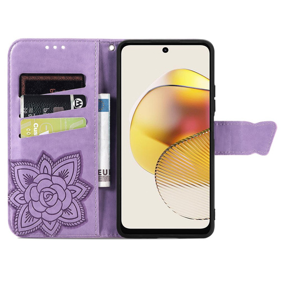 Klapkové puzdro pre Motorola Moto G73 5G, Butterfly, fialové