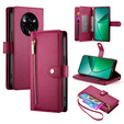 Klapkové puzdro pre Realme 14 Pro 5G, Wallet Zipper Pocket, červené