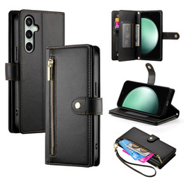 Klapkové puzdro pre Samsung Galaxy S24 FE, Wallet Zipper Pocket, čierne