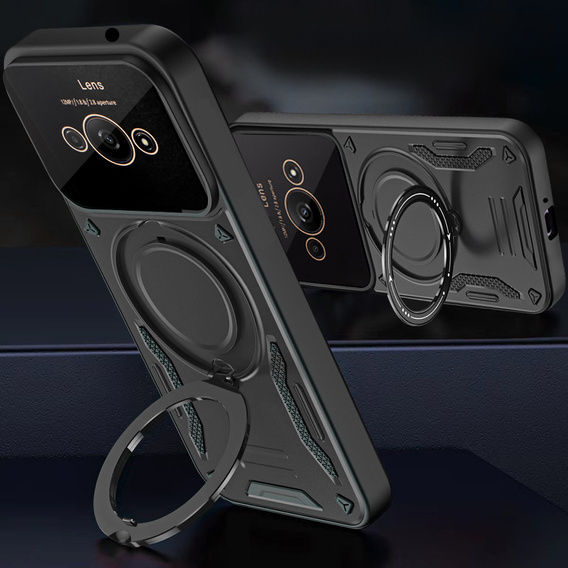 Pancierované puzdro pre Xiaomi Redmi A3, Magnetic Ring, čierne