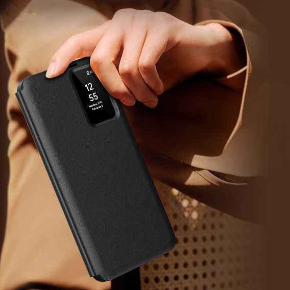 Flipové puzdro pre Samsung Galaxy S25+ Plus, Smart View Wallet, čierne