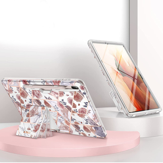 Obal na mobil pre Samsung Galaxy Tab S7 FE, Suritch Full Body Marble, ružové