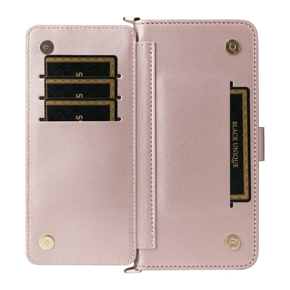 Puzdro s chlopňou pre Xiaomi Redmi A5, Crossbody Leather Wallet, ružové