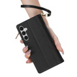 Puzdro s chlopňou pre Samsung Galaxy A56 5G, Rhombus Crossbody Leather, čierne