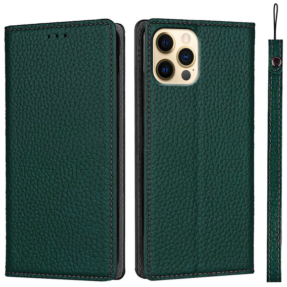 Kožené puzdro pre iPhone 12 Pro Max, ERBORD Grain Leather, zelený