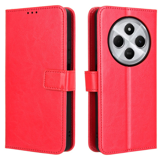 Klapkové puzdro pre Xiaomi Redmi 14C / Xiaomi Poco C75, Crazy Horse Wallet, červené