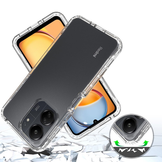 Puzdro pre Xiaomi Redmi 13C, Shockproof, s fóliou, priehľadné