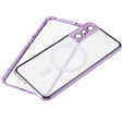 Magnetické puzdro Dual Glass MagSafe pre Samsung Galaxy S21, fialové
