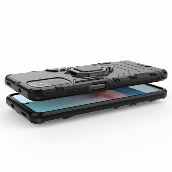 Obal na mobil pre Xiaomi Redmi Note 10/10S, Kickstand Ring, čierne