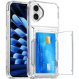 Puzdro pre iPhone 16 Plus, Card Holder Kickstand, transparentné 