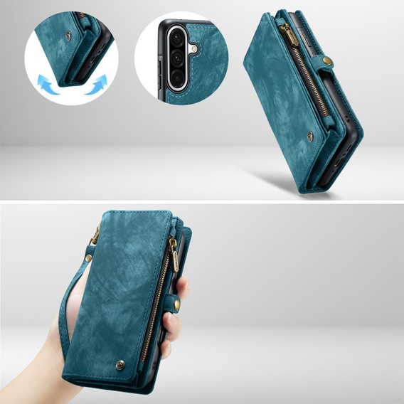 CASEME puzdro pre Samsung Galaxy A56 5G, Retro Leather Wallet, s remienkom, zelený