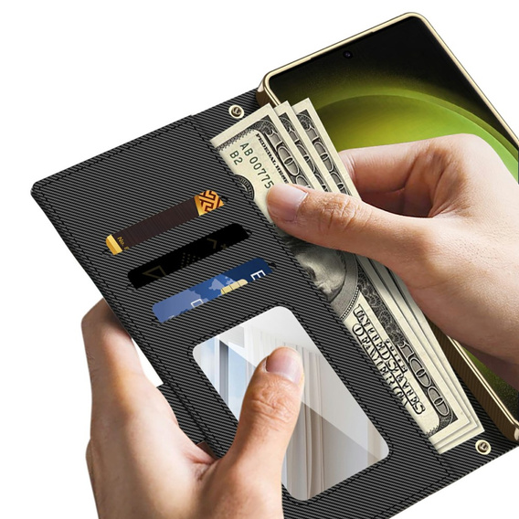 Flipové puzdro pre Samsung Galaxy S23 Ultra, GKK Mirror Wallet, čierne