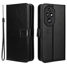 Klapkové puzdro pre Honor 200 Pro 5G, Crazy Horse Wallet, čierne