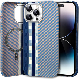 Puzdro pre iPhone 14 Pro, Carbon Fiber MagSafe, modré