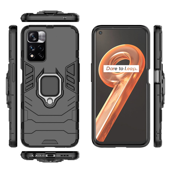 Obal na mobil pre Xiaomi Redmi Note 11 Pro 4G, Kickstand Ring, čierne