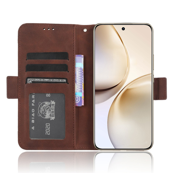 Klapkové puzdro pre Realme 14 Pro+ 5G, Card Slot, hnedé