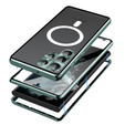 Magnetické puzdro Dual Glass MagSafe pre Samsung Galaxy S24 Ultra, zelený