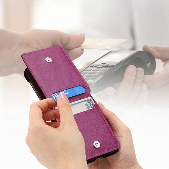 Puzdro pre Samsung Galaxy Z Flip7 FE / Z Flip6, Card Slot Ring Case, fialové