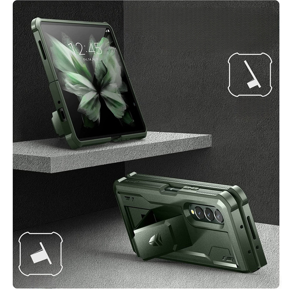 Obrnené puzdro pre Samsung Galaxy Z Fold 3 5G, Dexnor Full Body, zelený