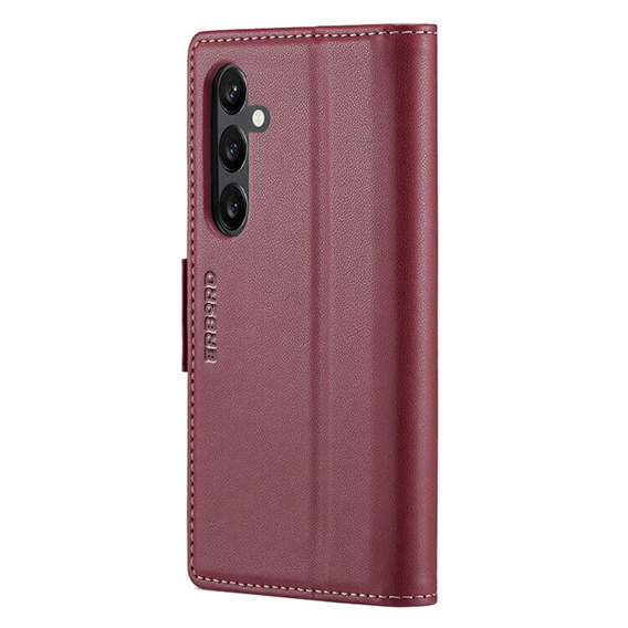 Puzdro pre Samsung Galaxy S24, ERBORD Glossy Litchi, flipová peňaženka, červené