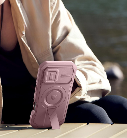 Obrnené puzdro Dexnor so stojanom a spúšťou fotoaparátu, pre MagSafe pre iPhone 17