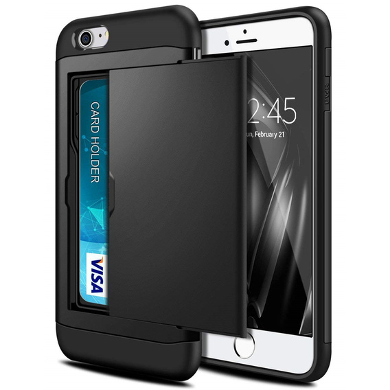 Obal na mobil pre iPhone 7/8/SE 2020/SE 2022, Sliding Card Holder, čierne