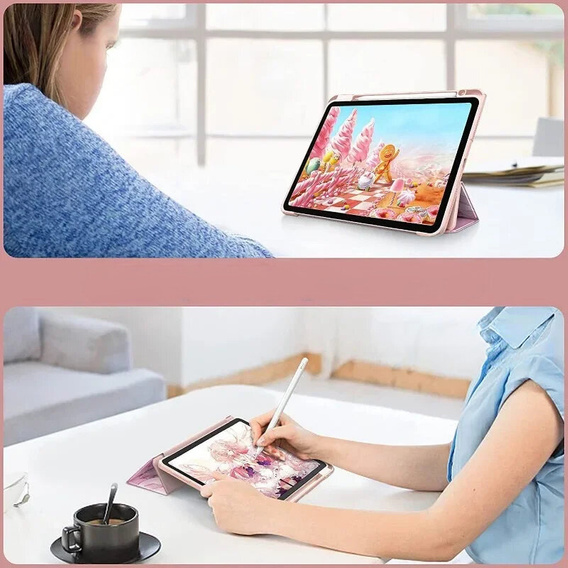 Puzdro pre iPad 10.9" 2022 (10 gen.), Smartcase Hybrid, so slotom na stylus, Marble ružové