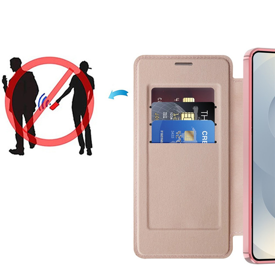 RFID peňaženka MagSafe Flip Case s ochranou fotoaparátu pre Samsung Galaxy S26 Plus, ružová