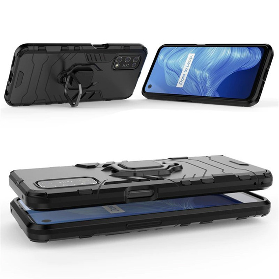 Obal na mobil pre Realme 7 5G, Kickstand Ring, čierne