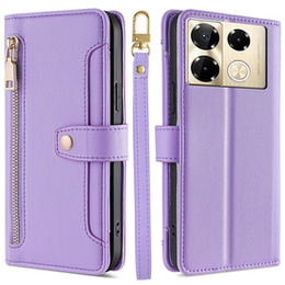 Klapkové puzdro pre Infinix Note 40 Pro, Wallet Zipper Pocket, fialové