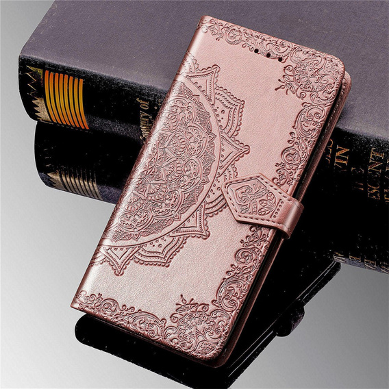 Klapkové puzdro pre Motorola Moto E20/E30/E40, Mandala, ružové rose gold