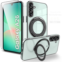 Magnetické puzdro pre Samsung Galaxy A26, pre MagSafe, čierne + sklo 9H