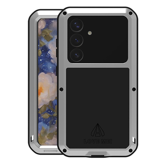 Love Mei Obal na mobil pre Samsung Galaxy S25+ Plus, armored with glass, sivé
