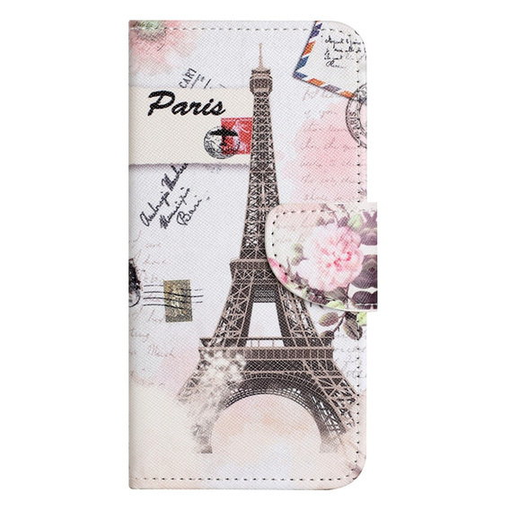 Klapkové puzdro pre Motorola Moto G73 5G, Wallet, Eiffel Tower, biele