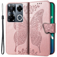 Klapkové puzdro pre Infinix Note 40 Pro Plus, Butterfly, ružové rose gold