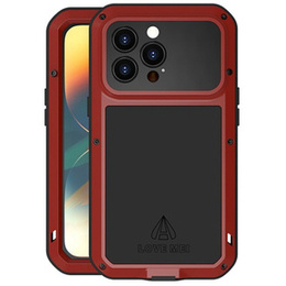 Love Mei Obal na mobil pre iPhone 14 Pro, armored with glass, červené