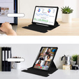 Puzdro s klávesnicou pre Samsung Galaxy Tab S9 FE+ Plus, Rotary 360° Leather, čierne