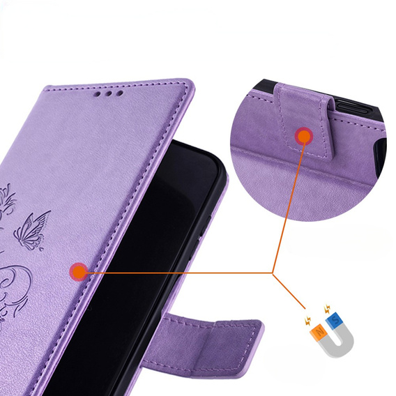 Klapkové puzdro pre Motorola Moto E14, Butterfly, fialové