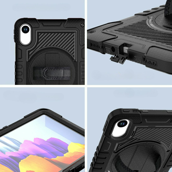 Pevné puzdro na Xiaomi Redmi Pad 2 s podstavcom a ramenným popruhom – čierne