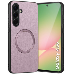 Obal na mobil pre Samsung Galaxy A56 5G, Leather Hybrid MagSafe, fialové