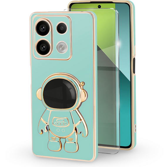 Puzdro pre Xiaomi Redmi Note 13 Pro 5G, Astronaut, zelený + tvrdené sklo 9H