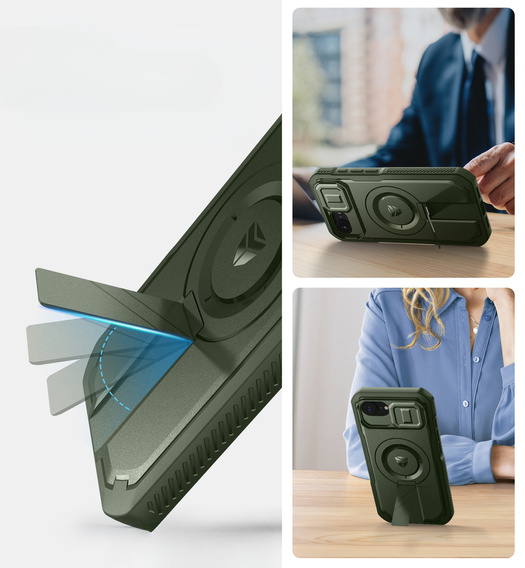 Obrnené puzdro pre iPhone 16e, Dexnor CamProtect MagSafe, zelený