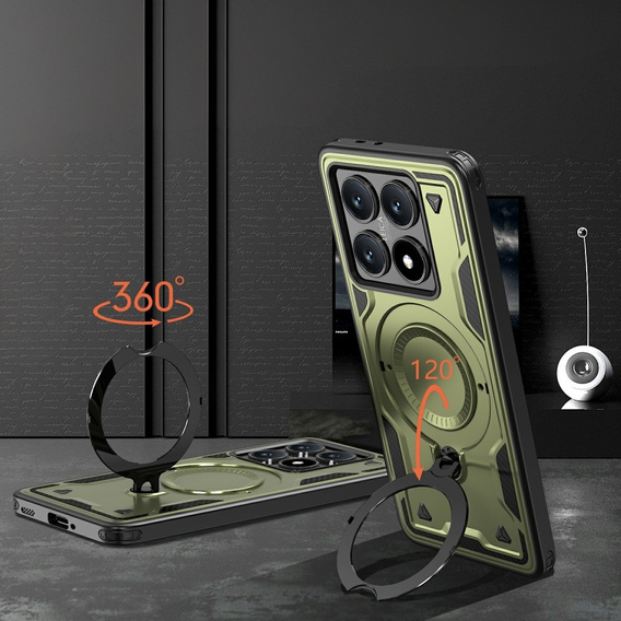 Puzdro pre Xiaomi 14T, Military MagSafe, zelený