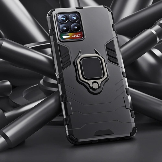 Obal na mobil pre Realme 8 / 8 Pro, Kickstand Ring, čierne